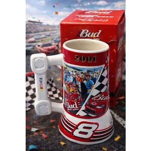 2001 Dale Earnhardt Jr Budweiser NASCAR Stein Collectible Mug w/ Box Racing Fans
